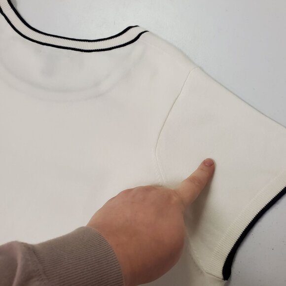 Lands End Womens Short Sleeve Knit Sweater Size 2X Clean Girl Old Money White - Picture 8 of 11